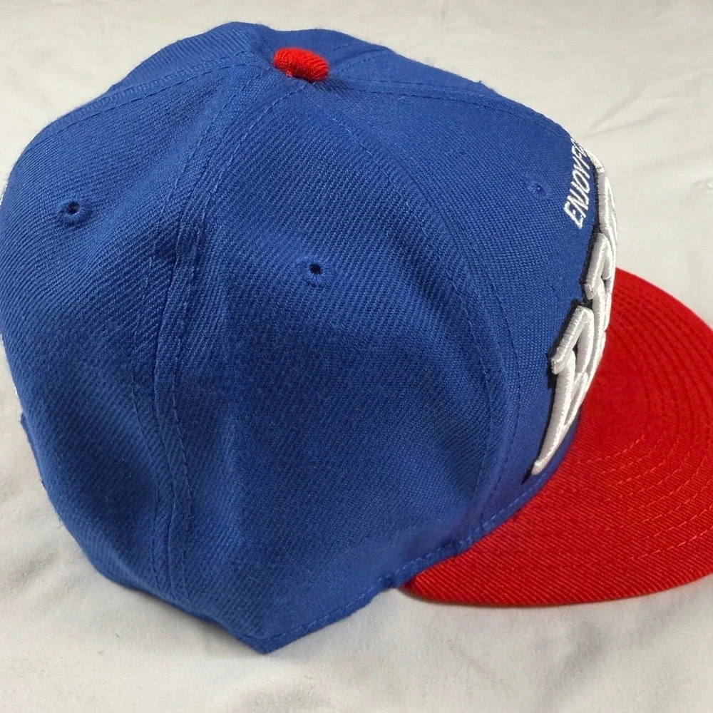 Young Whales Enjoy Football Better Victor Cruz Snapback Hat Blue Red Time Warner